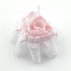 YOOGCORETT 3 Yards Pink Fabric Pleated Lace Edge Trim Gathered Mesh Chiffon Ribbon Embroidered Applique Sewing for DIY Sewing Wedding Bridal Dress Clothes Embellishment 2"Inch