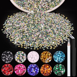 5000PCS 2mm Resin Rhinestones in Bulk (AB), Bedazzling Flatback Crystals for Crafts DIY Nail Decoration, Gems Charms for Tumbler Shoes Clothing Fabric with Pickup Pen and Tweezers