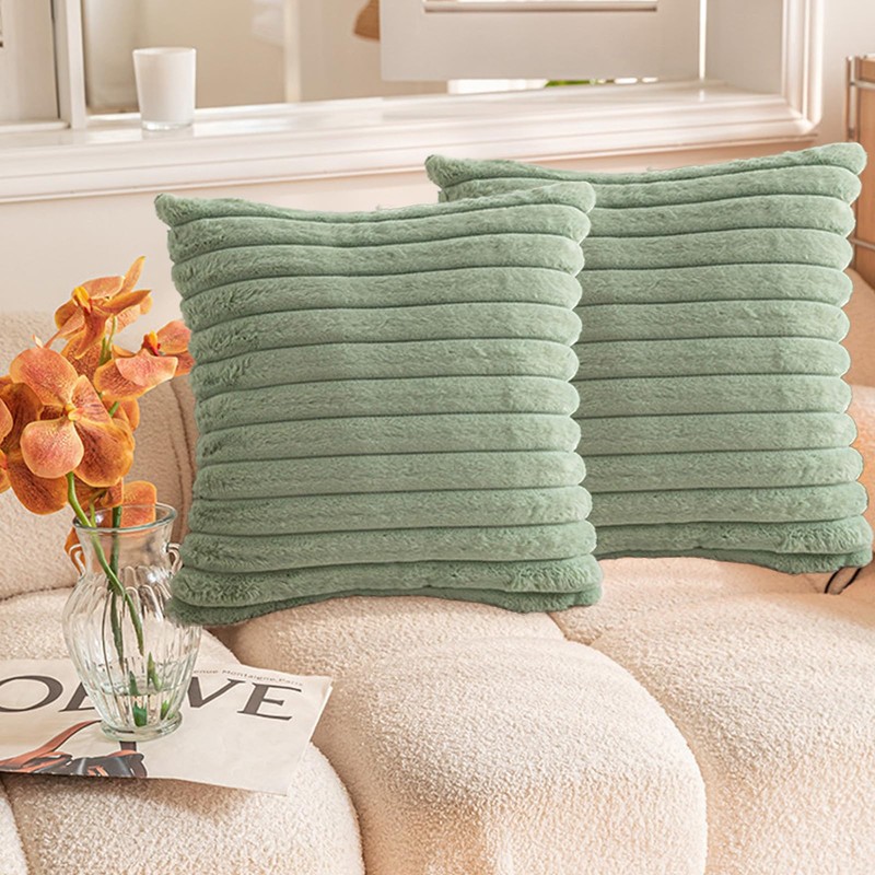 Faux Fur Throw Pillow Covers – Set of 2 Plush
