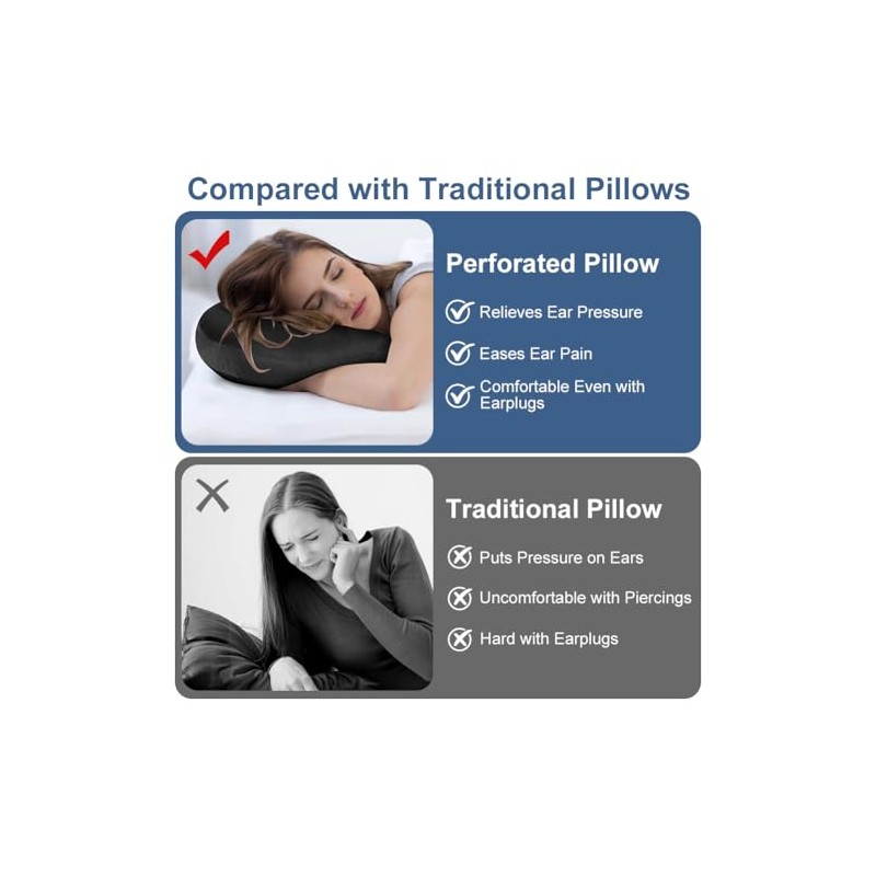 Piercing Pillow with Hole, Adjustable Piercing Pillow for Side Sleepers,