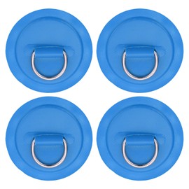 PATIKIL 3.1" Paddle Board D Rings, 4 Pcs Stainless Steel D-Ring PVC Patch Pad No Glue Include for Raft Kayak Inflatable Boat Surfboard, Blue
