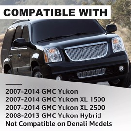 Aresparts Headlights Assembly DOT Approved Compatible with 2007-2014 GMC Yukon XL 1500 2500 Hybrid Headlamp(Left+Right) DENALI Style Smoky Black Housing Amber Corner Reflector + W/O Bulbs