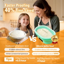 Sourdough Bread Baking Supplies 4L/13.3-Inch Oval With Digital Panel - 6 Temp 6H Timer Settings, Foldable Banneton Bread Proofing Basket, Easy To Clean For Silicone Banneton Basket