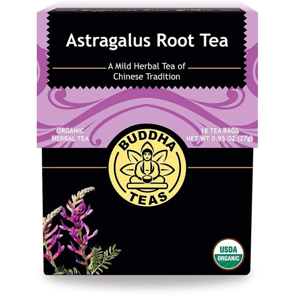 Buddha Teas Organic Astragalus Root Tea | 18 Bleach-Free Tea Bags | Made in the USA | Caffeine-Free | No GMOs