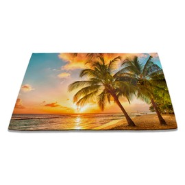 SPUNKER Tropical Palms on Beach Door Mat, 17 x 30 Inch Welcome Doormat Decorative Home Floor Mat, Non Slip Back and Strong Water Absorption for Outdoor Indoor Entrance Decor