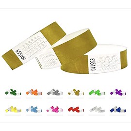 500 Tyvek Entrance Wristbands, Party Entry Wristbands, Secure Bands, Festival Bracelets, Control Bands for Your Event (Gold)