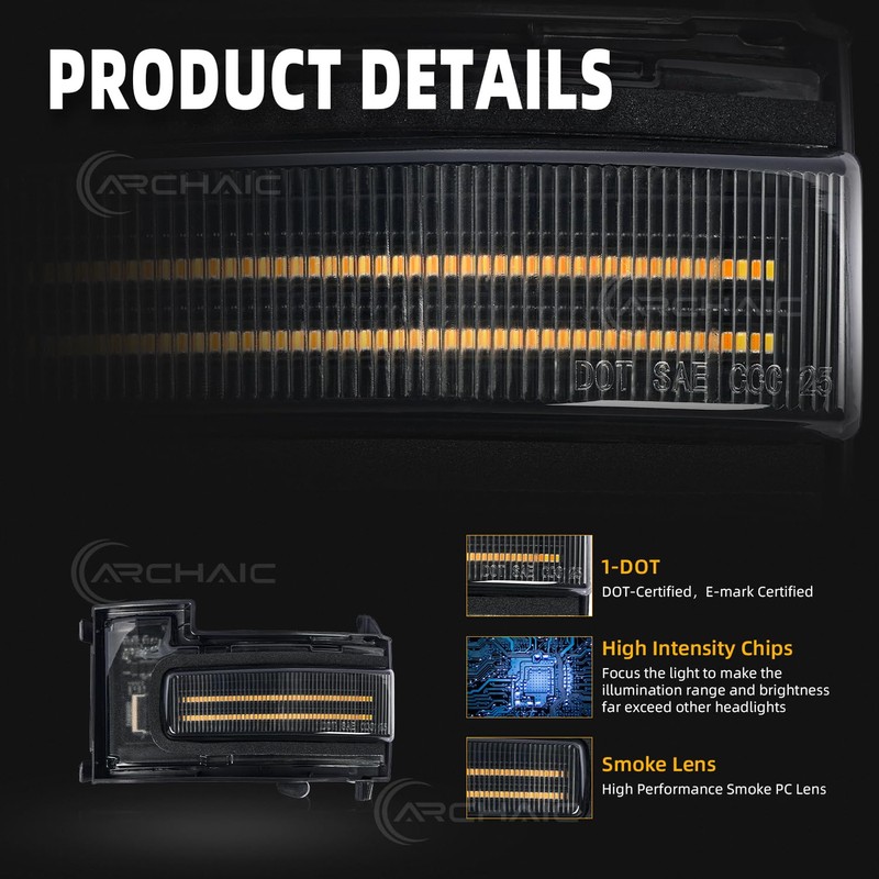 Archaic Dual light Strips Side Mirror Lights Compatible for Ford