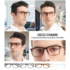 OCCI CHIARI Large Frame Reading Glasses Men Stylish Lightweight readers 1.00 1.50 2.00 2.50 3.00 3.50 4.00 5.00 6.00 (Tortoise,2.5)