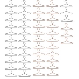 SUNTRADE 40mm Mini Doll Clothes Hanger Metal Doll Gown Dress Hanger-50 Pcs, Black and Rosegold