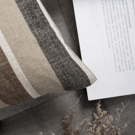 MIULEE Home Decorative Striped Cushion Covers in Linen Look, for Sofa, Bedroom, Car, with Zip, Pack of 2