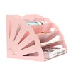 File Folder Holder Wood Organizer 5 Compartment, File Sorter Wood