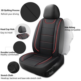 HChengkikz Car Seat Covers, Quilting Leather Seat Covers Full Set, Waterproof Faux Leather Automotive Seat Covers for Cars, Universal Car Seat Protectors Fit for Suvs, Trucks, Airbag Compatible