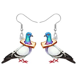 HUAGEO Valentine Day Acrylic Cute Rose Carrier Pigeon Earrings Hawaii Beach Dove Bread Birds Animals Dangle Jewelry Gifts For Women Charms (White)