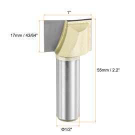 HARFINGTON Bottom Cleaning Router Bit 1" Diameter 1/2" Shank Carbide Tipped Cutter Surfacing Planing Router Bits for Woodworking Planing