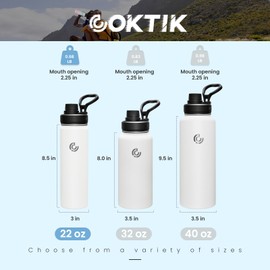 Sports Water Bottle 22oz, Insulated Water Bottle with Handle,Stainless Steel,Simple Modern,Suitable for Travel, School, Boy, Girl(White)