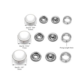 CRAFTMEMORE 20SETS 10MM White Pearl Snaps Fasteners Pearl-Like Button for Western Shirt Clothes Popper Studs (White)