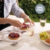 MATANA 25 Premium White Plastic Dessert Plates with Silver Rim,