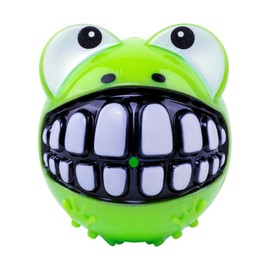 KONG Grinz Dog Toy – Durable Squeaky Ball with Erratic Bounce and Fun Grinning Design for Interactive Fetch and Play (Frog, Large)
