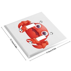 Cute Red Crab Wall Plate Stainless Steel Switch Wall Plates Cover Double Holes Metal Electrical Outlet Cover Home Decoration for Bedroom Living Room 4.5" X 4.6"