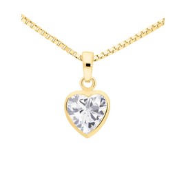 My Gold Women's / Girls' Pendant Heart Gold Genuine Yellow Gold 375/750 (9/18 Carat) Zirconia Heart Shape Gold Heart Constance, Yellow Gold, Cubic Zirconia