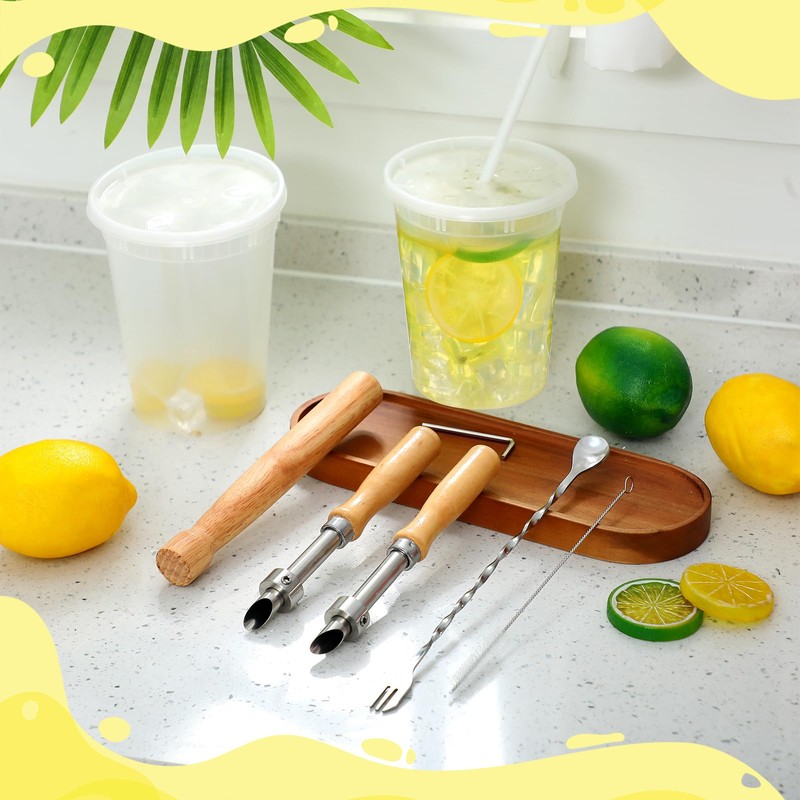 Lasnten 5 Pack Lemonade Stand Supplies Kit Straw Hole Punchers