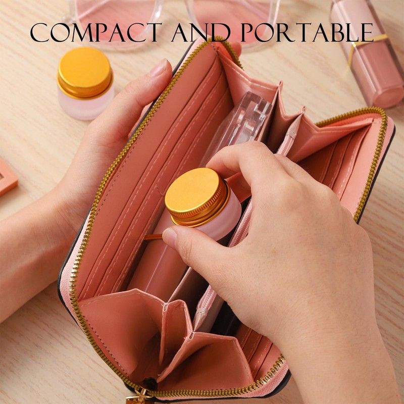 RAMFIYN 48 pack 10ml Frosted Glass Jars with Gold Lids