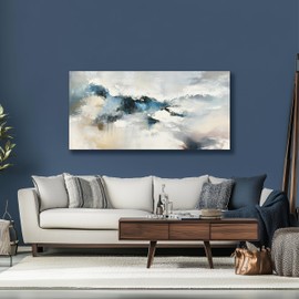 Yuaxker Abstract Canvas Wall Art Blue Wall Decor Wall Prints Aesthetic Unique Artwork for Living Room Bedroom Dining Room Office Home Decor 20x40 Inch