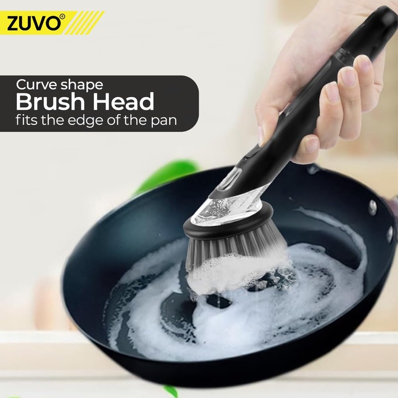 Soap Dispensing Scrubbing Brush with Handle - Efficient Washing Up