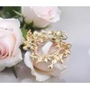 Gyn&Joy Rhinestone Crystal Leaf Wedding Flower Wreath Brooch Pin, Metal,