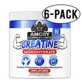 Angry Supplements Creatine Monohydrate 100% Premium Grow Repair 300g 60 Serv 6PK