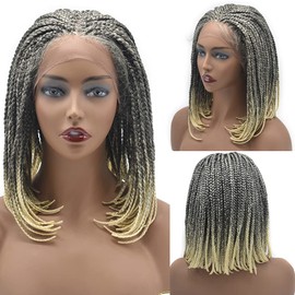 Healthlif HD Lace Front Box Braided Wigs For Black Women Knotless Braids Wigs Lightweight Premium Kanekalon Synthetic Braid Wig Micro Twist Braided Wigs Hand Braid Wigs For Black Women (#1B/613)