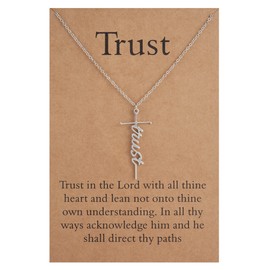 Lcherry Trust Cross Pendant Necklace Stainless Steel Cross Necklace Religious Jewelry for Women