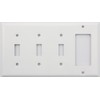 Stamped Steel Smooth White 4 Gang Switch Plate, 3 Toggle