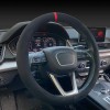 Carodi High Quality Suede Steering Wheel Cover Black Red Luxury