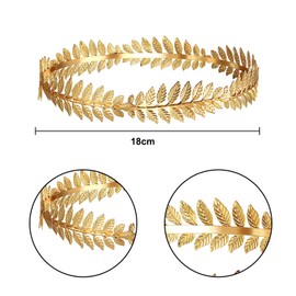 JUFYVO 2pcs Roman Headband Roman Leaf Crown Girls Greek Gold Leaf Headband Laurel Wreath Goddess Headwears for Women Men Party