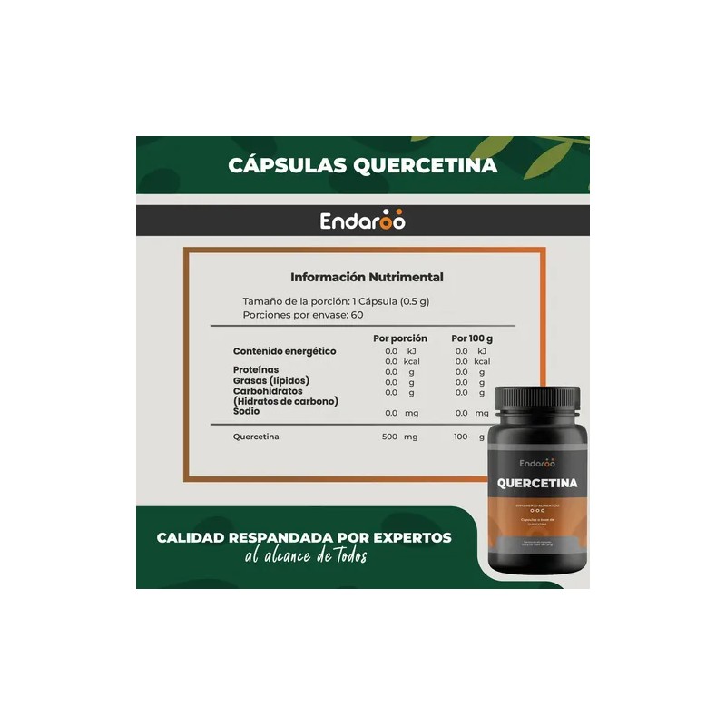 Quercetina 500 mg – Frasco con 60 cápsulas.