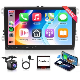 4G+64G Wireless CarPlay Car Radio Stereo 9 inch Touch Screen Android Head Unit for VW Passat Jetta Golf Polo Caddy Seat Skoda Support Bluetooth GPS SWC Andriod Auto Backup Camera