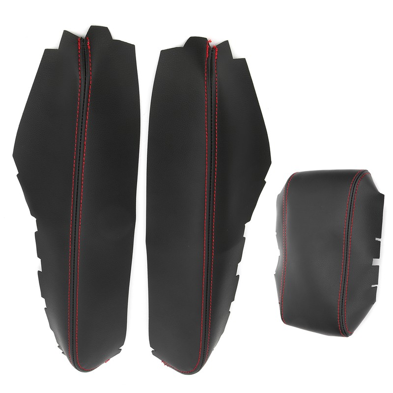 3pcs Center Console Armrest Pad Covers PU Leather Protectors Fit