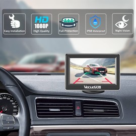 VM1 1080P Wired Car Backup Camera Kit, Continuous or Reverse Viewing Optional, 4.3” Car Monitor with Waterproof Night Vision HD Backup Camera for Cars, Pickups, SUVs, Vans, Sedans, Trucks