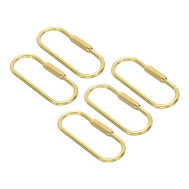 PATIKIL Brass Key Ring, 5 Pack Pure Brass Screw Lock Clip Keyring Simple Style Keychain Holder for DIY Home Office Keys