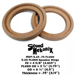 Sound Mekanix 5 1/4" Flush Mount Speaker Rings MDF  5.25" Sound Mekanix Mounting Spacer 1 Pair