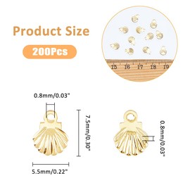 DICOSMETIC 200Pcs Seashell Charms Real 18K Gold Plated Seashell Charms 304 Stainless Steel Charms Shell Dangle Charms for DIY Necklace Bracelet Earring Jewelry Making, Hole: 0.8mm