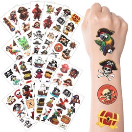 20 SHEETS (134pcs) Pirate Temporary Tattoos for Boys Girls Part Favors,Jake Captain Tattoo Sticker for Pirate Birthday Party, Goodie Bags Stuffers, Brithday Supplies Decorations