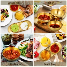 AUTSUPPL - Juego de 6 bandejas decorativas de acero inoxidable para salsa, aperitivos, sushi, sal y salsa de tomate