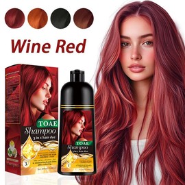 toae 3 in 1 Herbal Hair Color Shampoo, Burgundy Hair Color with Ginseng Extract to Cover Gray Hair - Colour: Natural-black