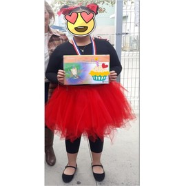 GOOBGS Women's 50s Ballet Skirt, Multi-Layer, Vintage Ballet Bubble Firt, Tulle, Petticoat, Puffy Tutu, red