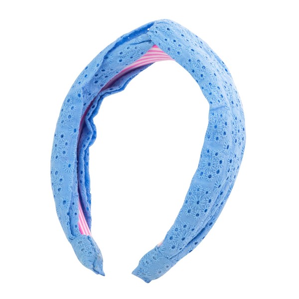 Lilly Pulitzer Top Knot Headband for Women, Colorful Knotted Headband, Cute Hair Accessories for Women & Girls, Frenchie Blue Eyelet