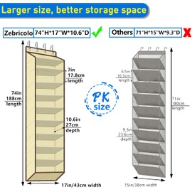 Over The Door Shoe Organizer, 70 Pounds Large Capacity, 20-30-Pair shoe organizer, Heavy Duty-Extra Deep Pockets ,Anti-Scratch Hooks & FSC-Certified Bamboo ,Engineered for Men’s Size 13 shoe,Beige