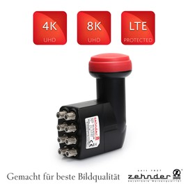 Zehnder BX-118 Octo LNB 8-way for digital satellite dish, LNC 8 subscriber TV, LTE filter, full HD, UHD, 4K, 8k, low noise factor 0.1 dB, weather protection, cold and heat resistant, waterproof