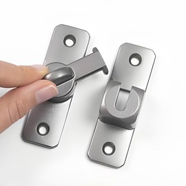 Living Loving Front Door Latch Lock - Security Hook for Fire Doors, Room Doors & Sliding Doors Double Lock Silver 2ea